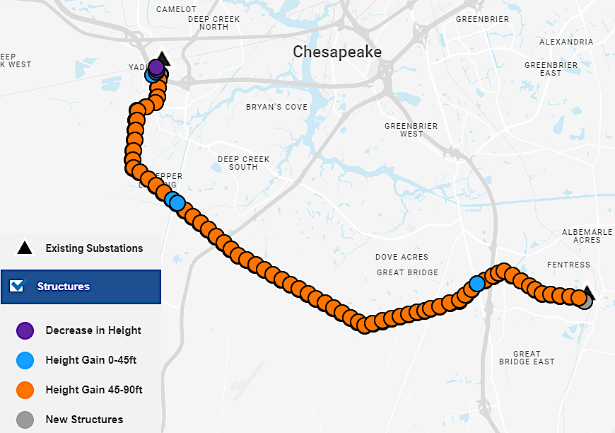 Dominion planned a wreck and replace project to add a second 500kV line that would deliver offshore electricity to customers beyond the Fentress substation