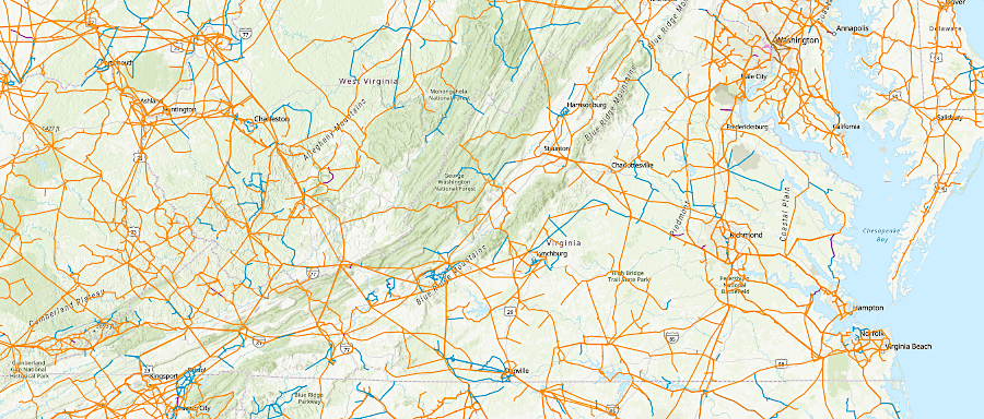 through the PJM grid, Virginia can import or export electricity though high-voltage transmission lines