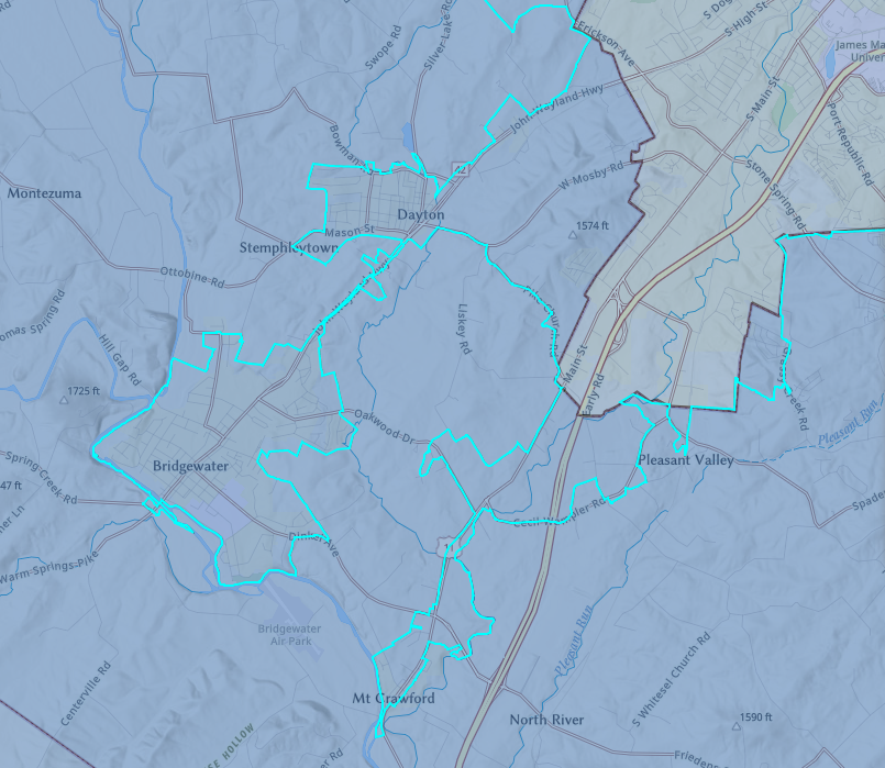 Harrisonburg Electric services territory outside the city limits