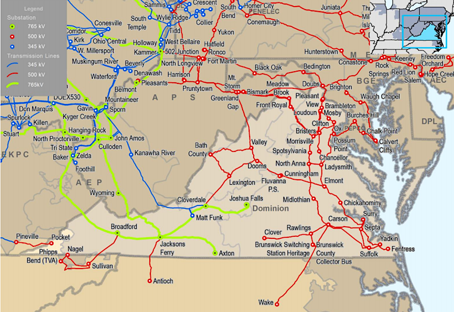 the 765kV transmission lines in Virginia are in the southwestern part of the state