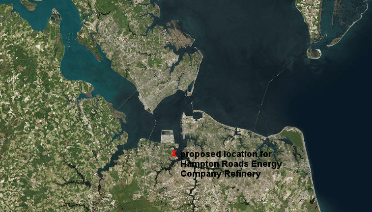 the Virginia International Gateway (VIG) terminal was built on the site of the proposed Hampton Roads Energy Company Refinery, so that location is no longer available