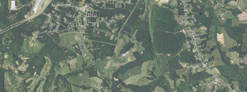 pattern of field and forest near Hurt, south of Staunton (Roanoke) River