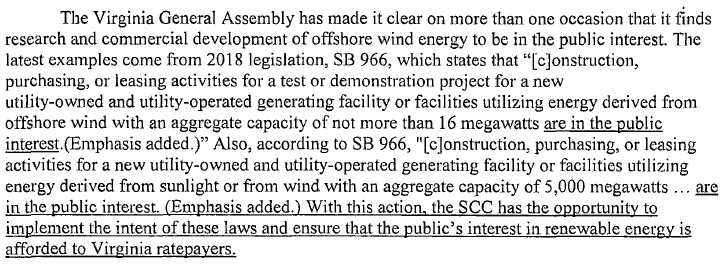 the Virginia Offshore Wind Development Authority emphasized to the State Corporation Commission that a high-cost wind facility was still in the public interest