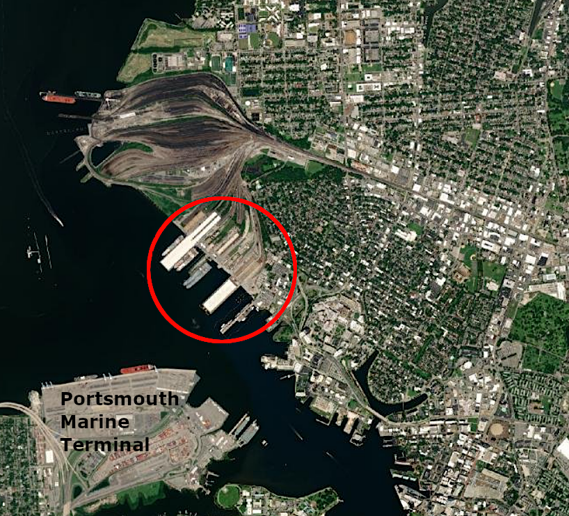 Norfolk Southern Railway leased Lamberts Point Docks, across the river from Portsmouth Marine Terminal (PMT), for a maritime operations and logistics center