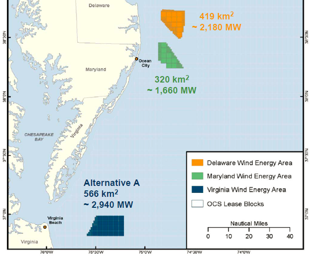 area offshore for potential wind energy lease sales