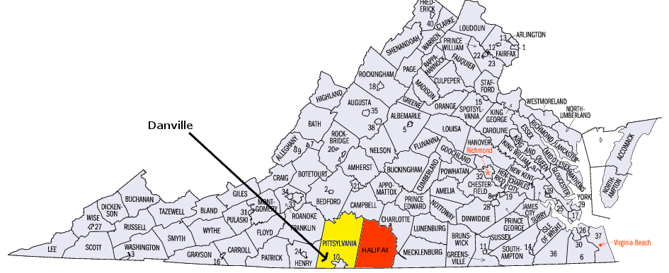 Coles Hill uranium deposit is located in Pittsylvania County, just west of Halifax County and adjacent to the City of Danville