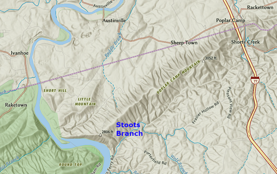 the proposed Poplar Camp Project in Carroll County is next to a transmission line (purple line