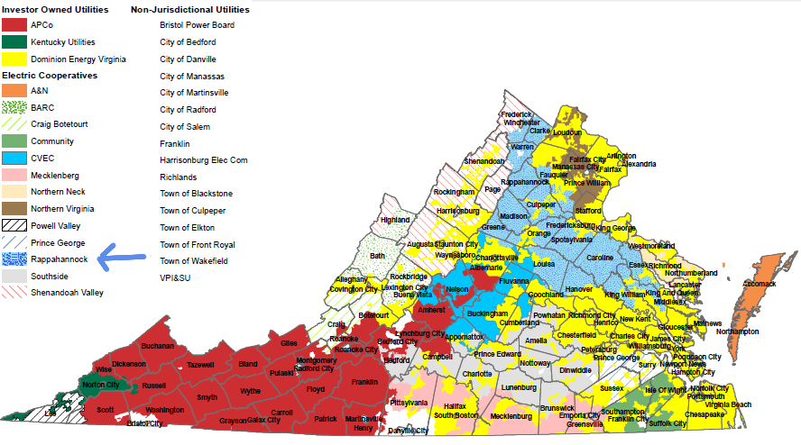 the Rappahannock Electric Cooperative has the largest service territory of the 13 electricity co-ops in Virginia