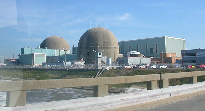 Surry nuclear power plant (through car windshield)