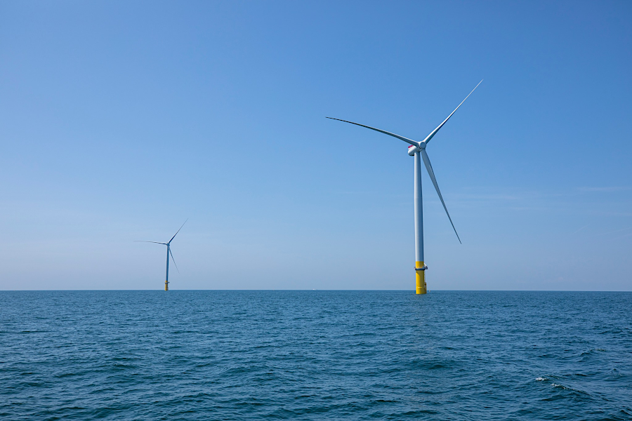 two six-megawatt turbines were installed for pilot testing at the Coastal Virginia Offshore Wind project in June, 2020