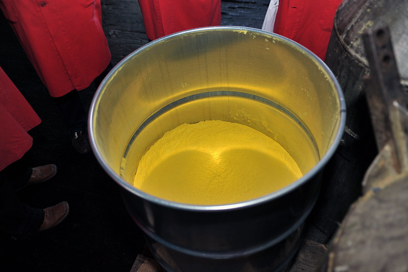 uranium is processed into yellowcake, primarily U3O8>, for use in nuclear reactors