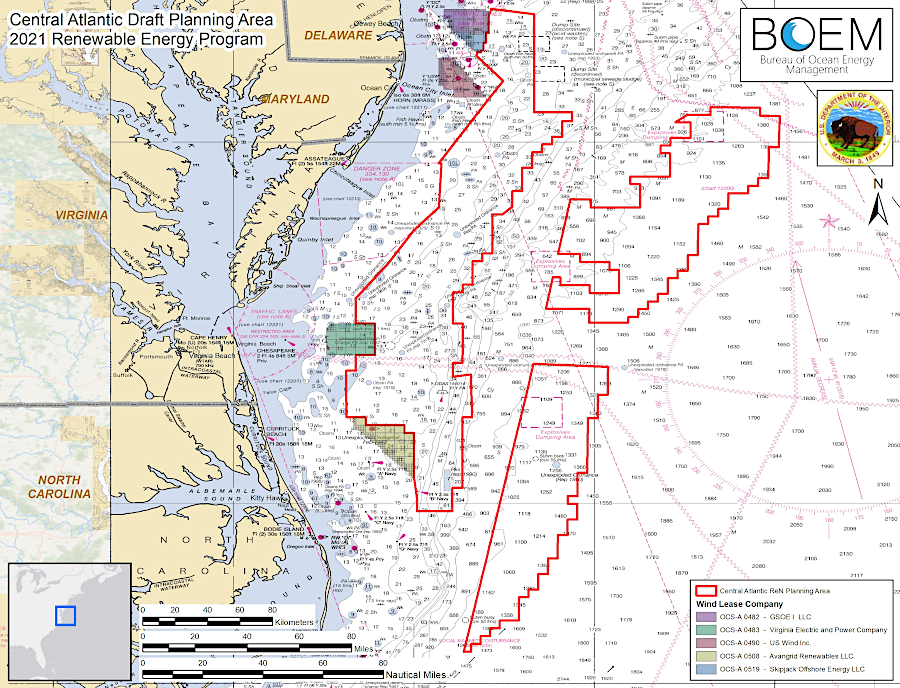 in 2022-2023 the Bureau of Ocean Energy Management determined three Wind Energy Areas (WEAs) that would be offered for lease for offshore wind facilities