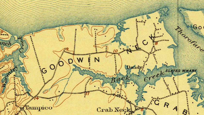 site of future oil refinery on Goodwin Neck at Yorktown, 1907