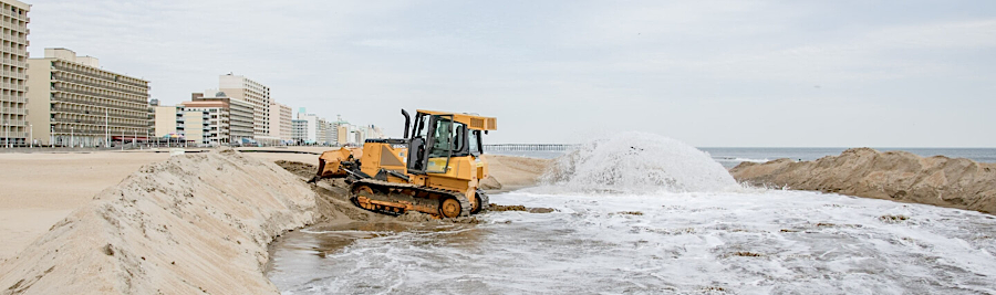 different segments of beach are closed temporarily to public use during beach replenishment at the Oceanfront