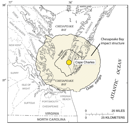 location of 2004 core drilling into bolide crater