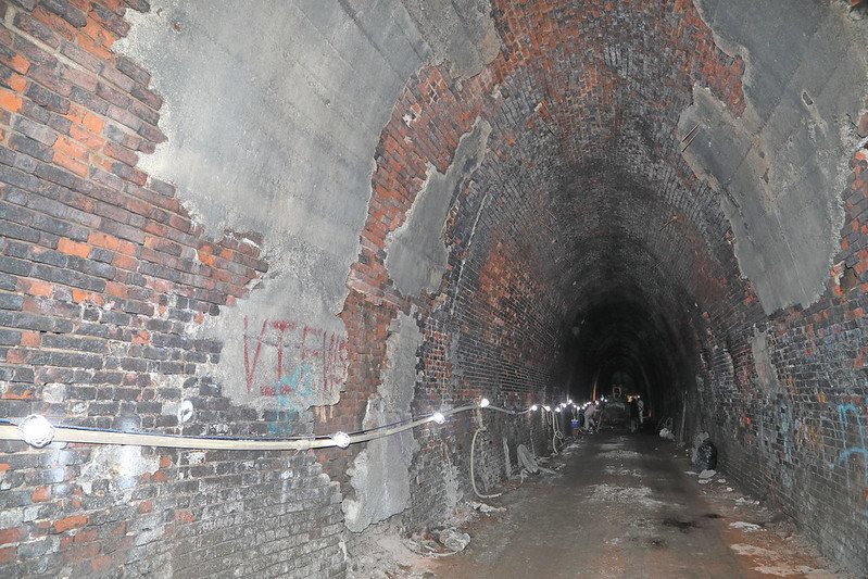 bricks lined the western portal of the Blue Ridge Tunnel, where it passed though the Chilhowee Group of sedimentary formations