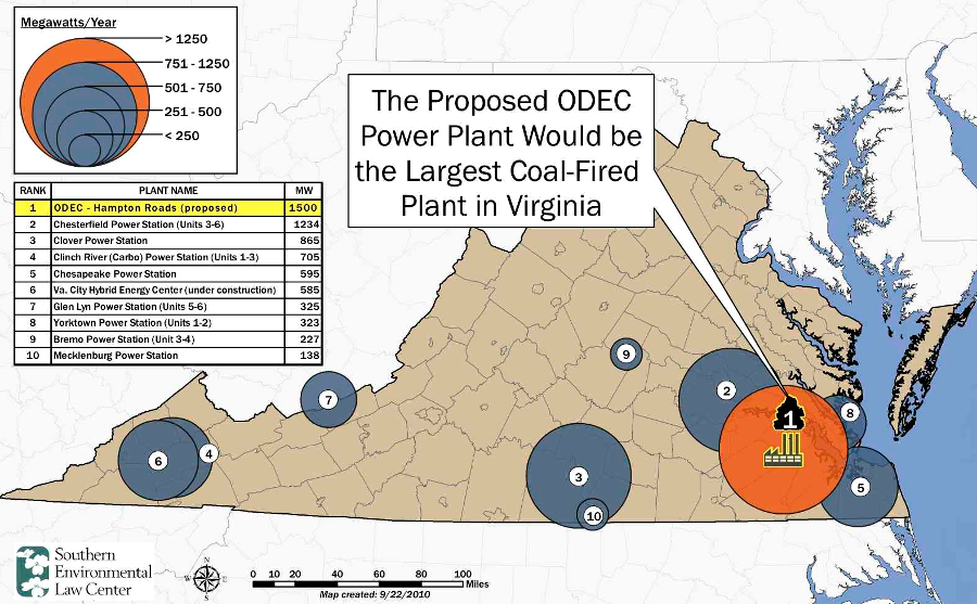 in 2013 ODEC cancelled the proposed Cypress Creek Power Station, which would have been the largest coal-fired generating plant in Virginia