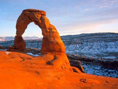 Delicate Arch, a sandstone fin eroded by water and ice