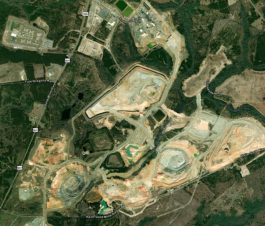 open pit mining of the Haile gold deposit in South Carolina resembles excavation at a rock quarry