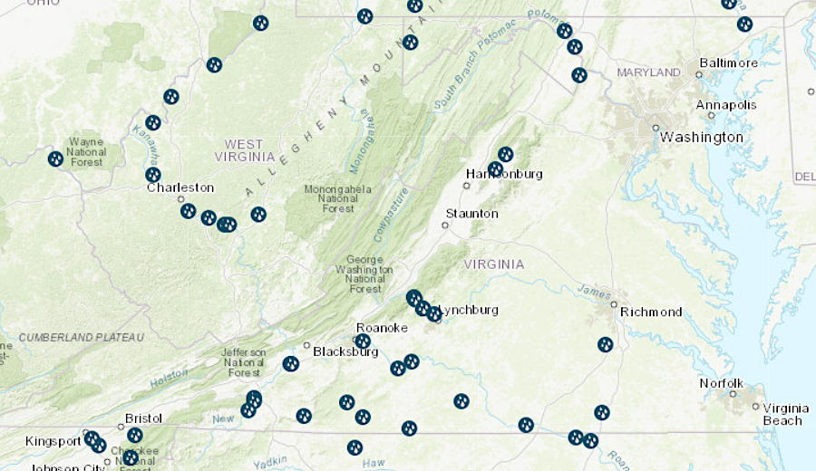 all of Virginia's hydroelectric plants are west of the Coastal Plain