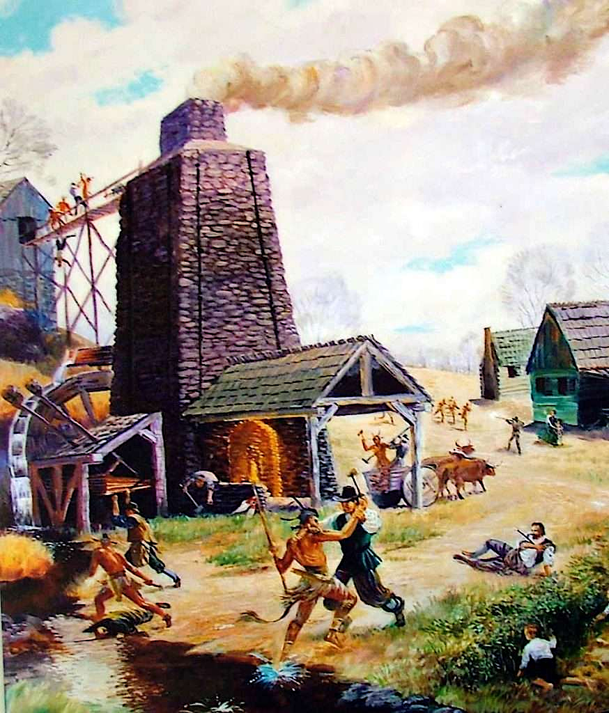 the ironworks at Falling Creek were destroyed in the 1622 uprising and all 27 colonists there were killed
