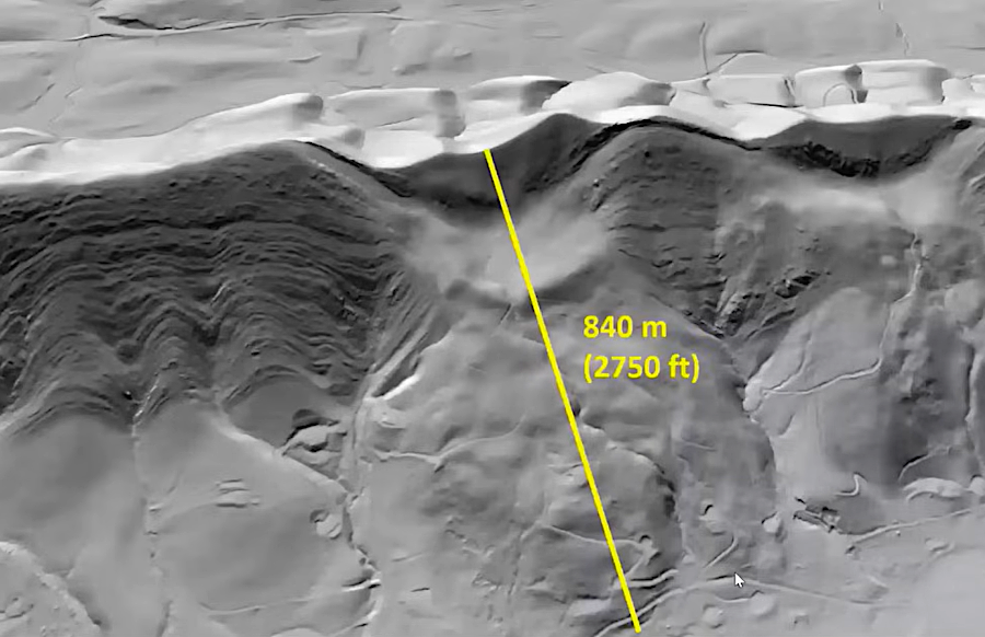 a landslide on Catawba Mountain traveled 290 feet
