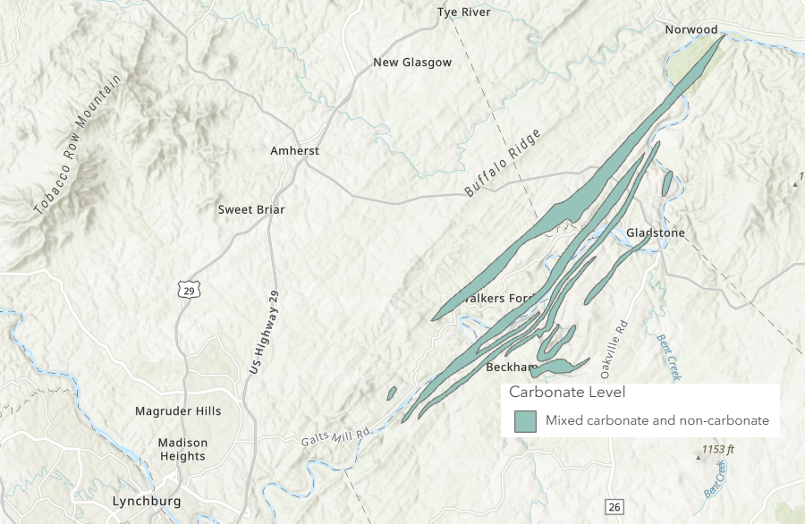 there are units with Cambrian/Precambrian marble within the Alligator Back formation near Lynchburg
