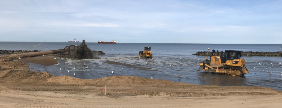 pumping sand that was dredged from the bottom of the Chesapeake Bay onto Ocean View Beach