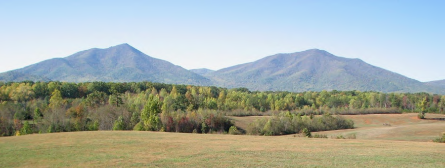 the Peaks of Otter, looking towards the west from Bedford County