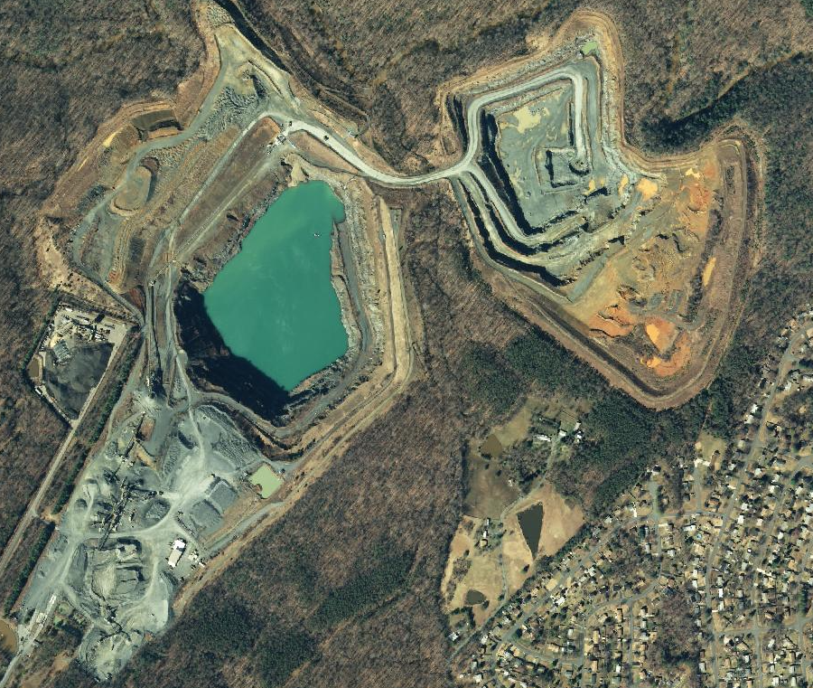 rainwater accumulates in inactive quarries, but operators pump out water in active quarries