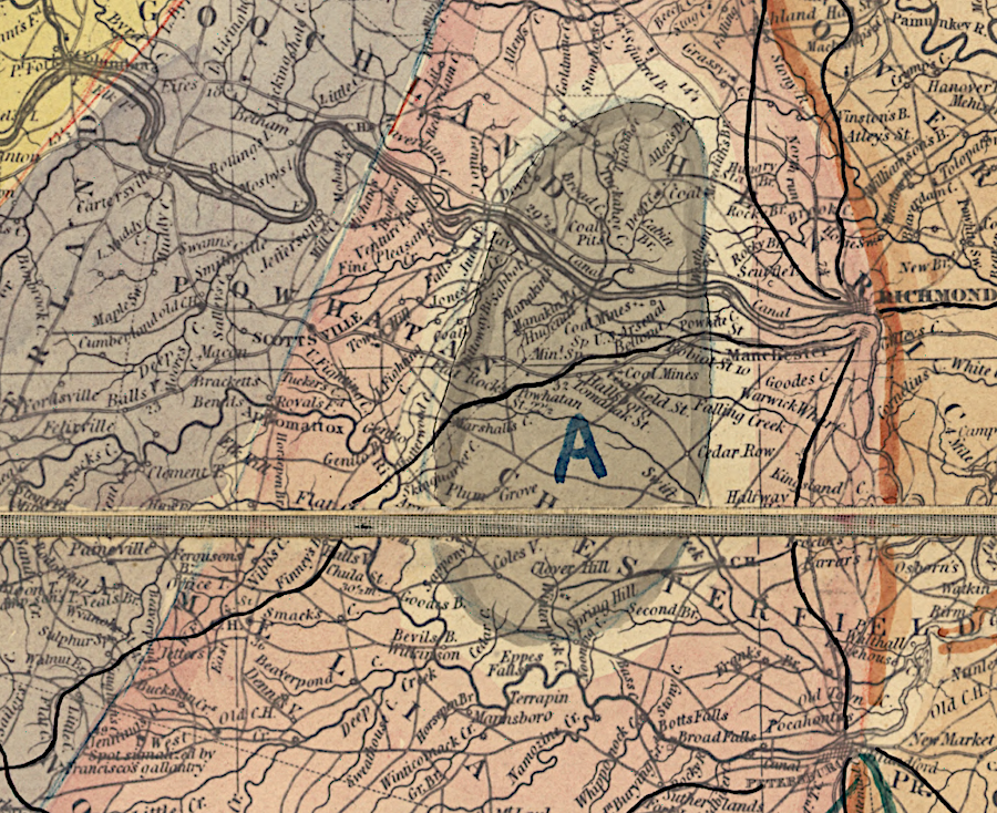 the Richmond coal fields (A on map) were formed in a Triassic basin