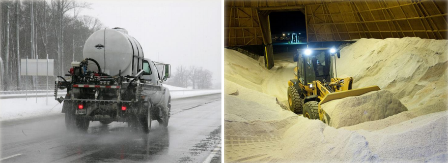 the Virginia Department of Transportation (VDOT) uses salt, brine, and sand to facilitate safe travel in winter
