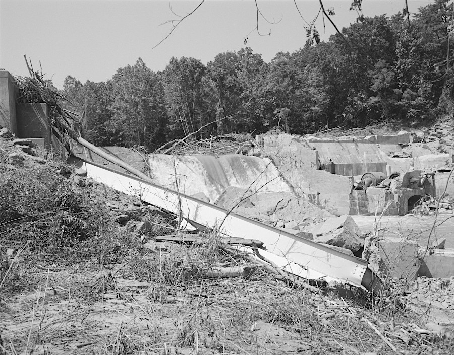 damage to the hydroelectric dam on the Rockfish River at Schuyler by Hurricane Camille in 1969