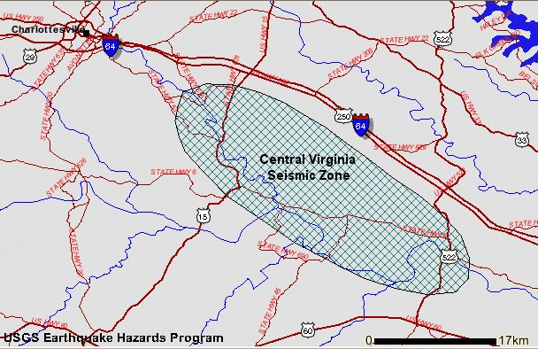 map of Central Virginia Seismic Zone