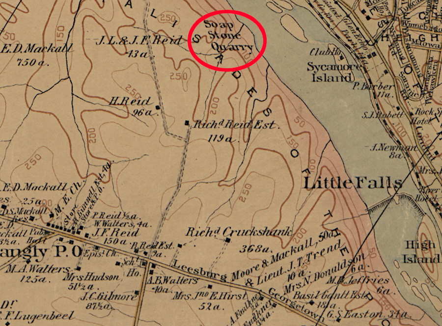 soapstone was quarried on the Virginia shoreline upstream of Little Falls at the end of the 19th Century