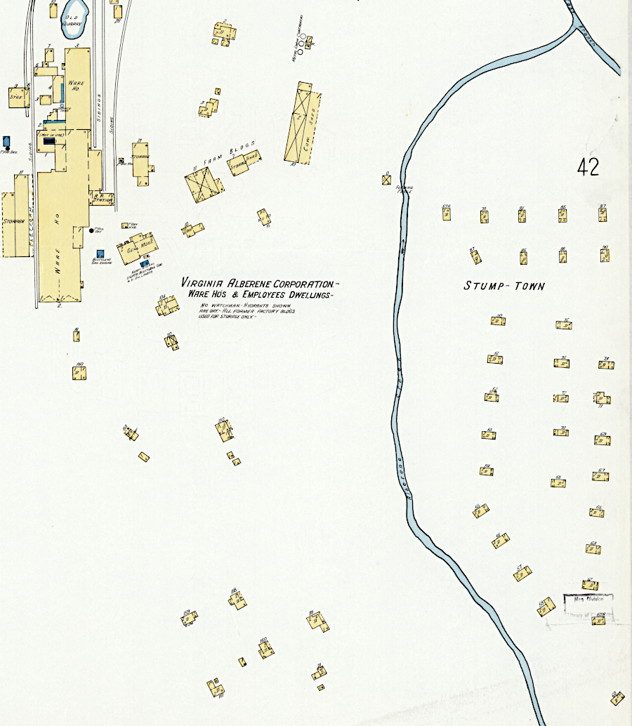 company-built worker housing formed neighborhoods such as Stump Town in Alberene