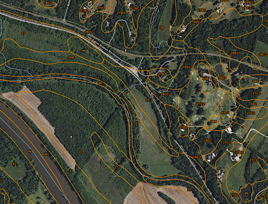 over 20 different soil types are mapped for less than 650 acres in Goochland and Powhatan counties