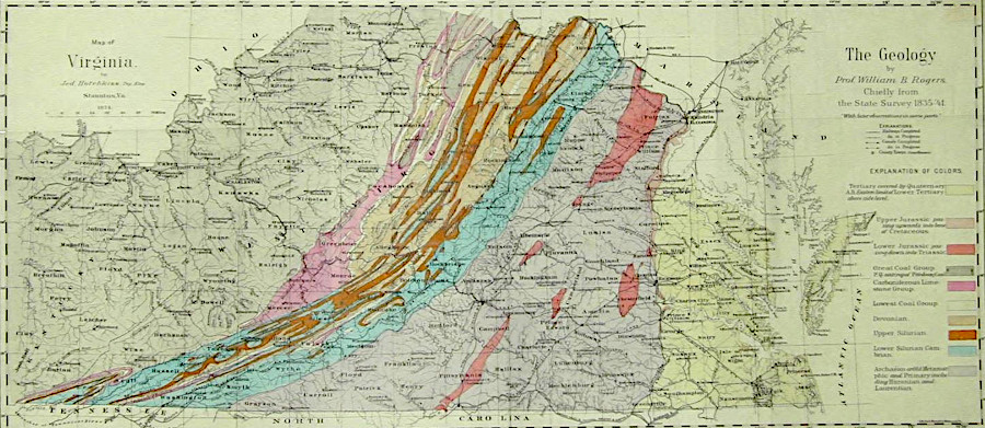 the boundaries of different geological provinces were recognized by Virginia's state geologist, William Rogers, before the Civil War