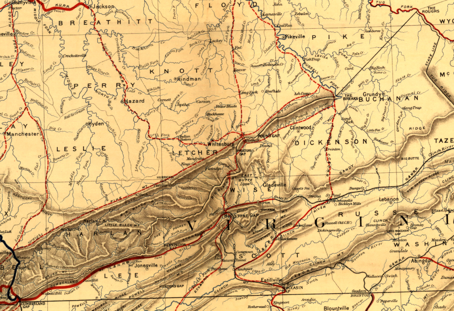 multiple railroads crossed the Kentucky and Virginia border between Cumberland Gap and the Tug Fork
