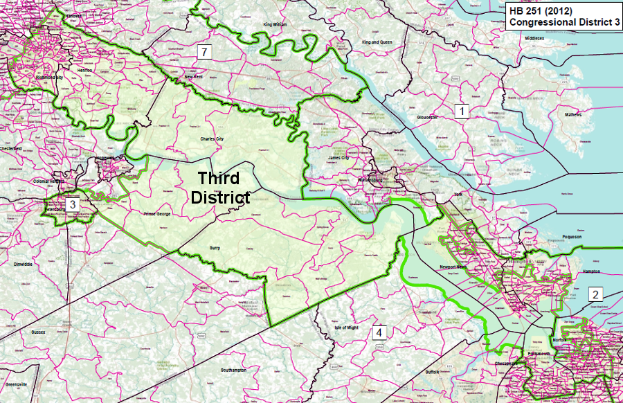 a Federal court ruled in 2014 that the 3rd District boundaries were designed to minimize the influence of minority voters, by using race to determine which voters would be placed into one Congressional district