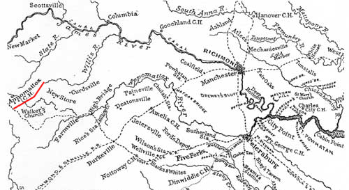 at the end of the Civil War, Confederate General Robert E. Lee attempted to move from Petersburg to North Carolina to continue fighting the war, but Union forces blocked his retreat and he surrendered the Army of Northern Virginia at Appomattox - in Wilmer McClean's new house
