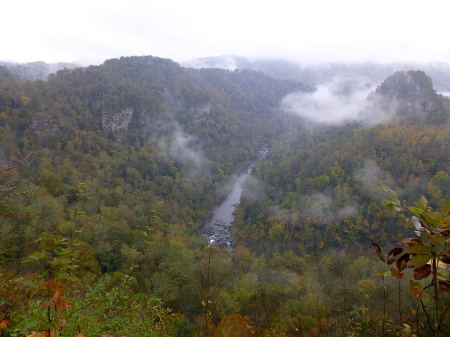 the Russell Fork at what is now Breaks Interstate Park has etched out a scenic valley in the sediments of the Appalachian Plateau