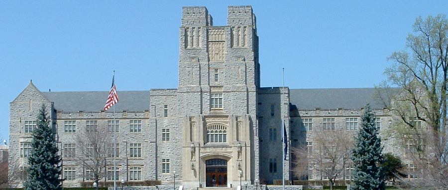 Burruss Hall, typical of Collegiate Gothic architecture at Virginia Tech