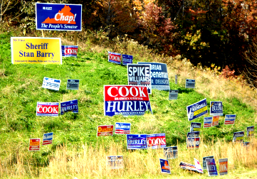 November 2011 campaign signs on Braddock Road, west of Fairfax campus