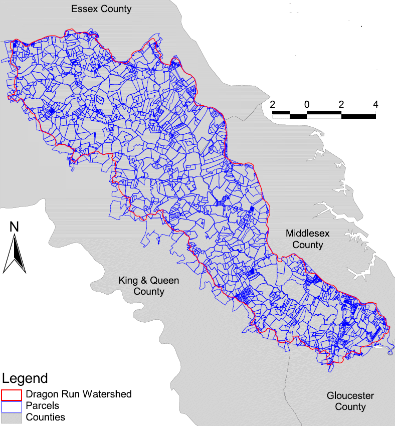 parcels in Dragon Run watershed