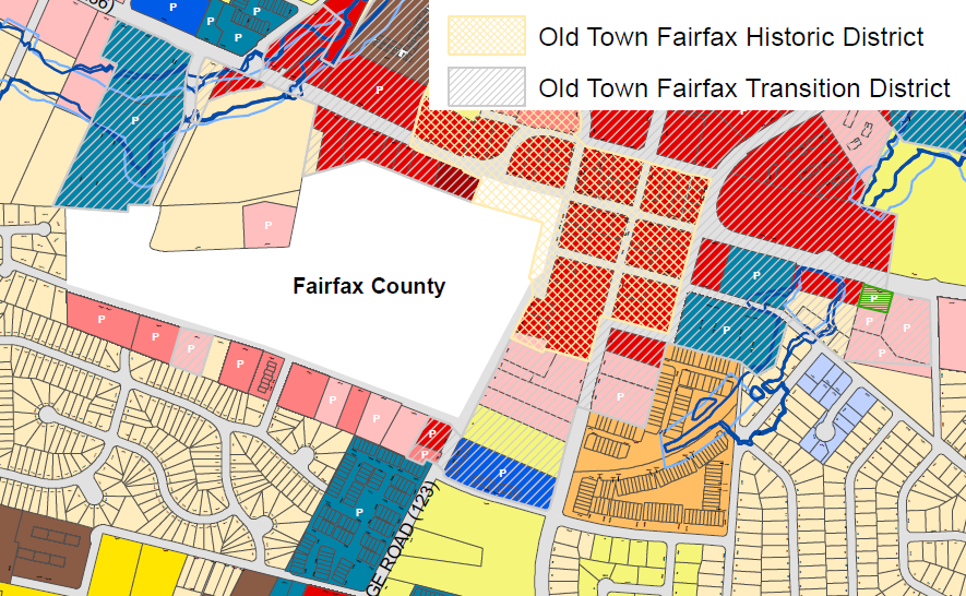 Zoning Map for Old Town Fairfax