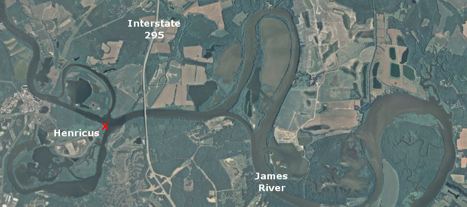 Henricus was located on a bluff between Jamestown and the Fall Line, well-defended against attack by Spanish ships and protected from Native American attack by a palisade