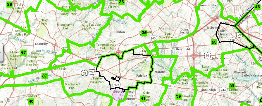 House of Delegates districts near GMU Fairfax campus, after 2010 redistricting