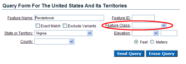 query Geographic Names Information Server (GNIS) for Penderbrook