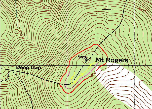 brown topo lines for Mount Rogers